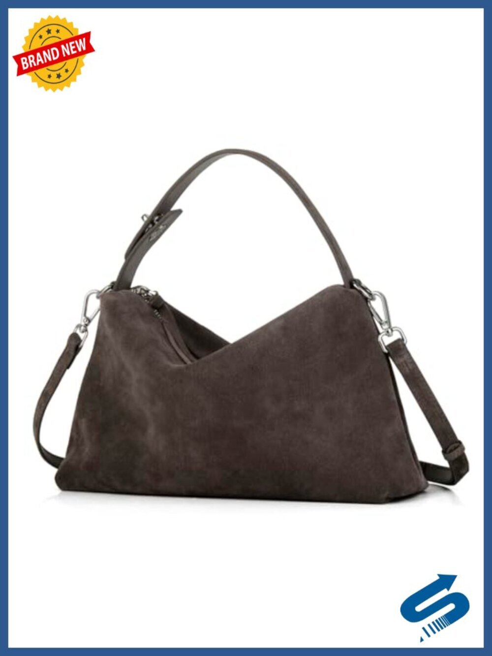 Premium Suede Leather Slouchy Crossbody Bag with Adjustable Strap Tote Handbag
